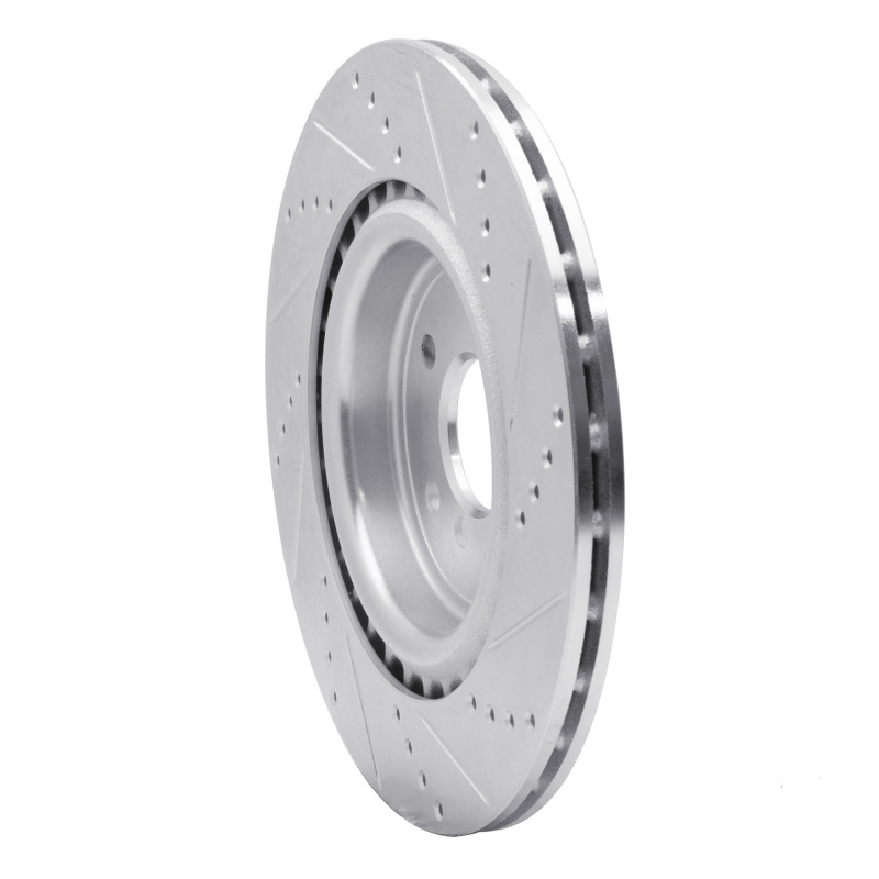 Jaguar XF Brake Rotor (1) - Rear Left - R1 Concepts - Drilled & Slotted - Silver - `16-`24